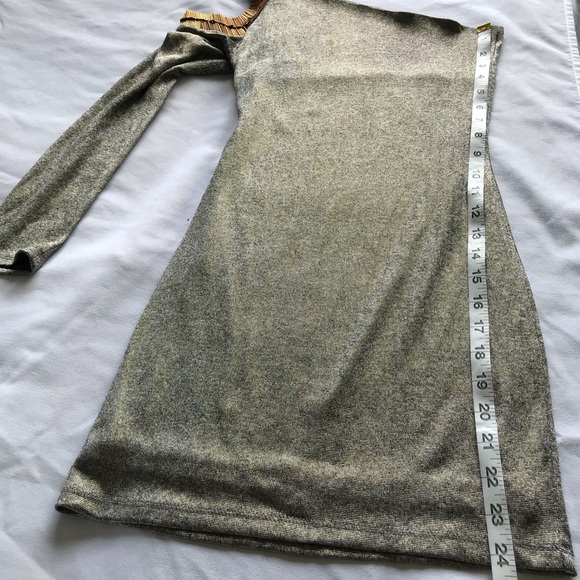 Gorgeous One Shoulder Silver Gold Mini Dress (S) - Picture 7 of 8
